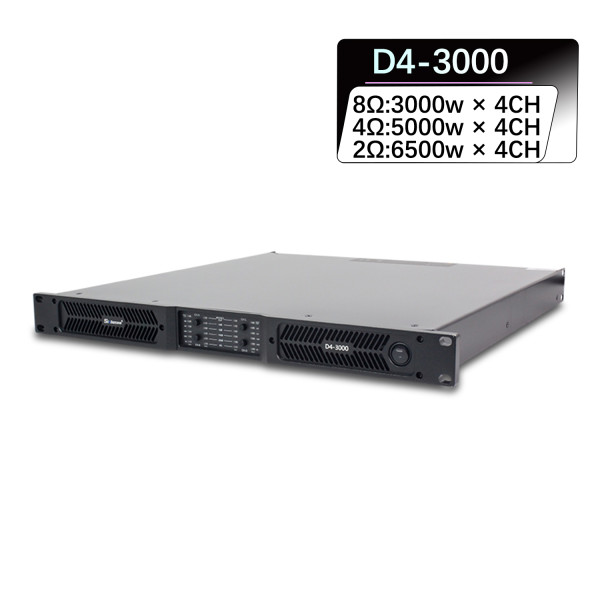 Amplificador digital D4-3000 1U, estable a 2 ohmios, 4 canales, 6500 W.