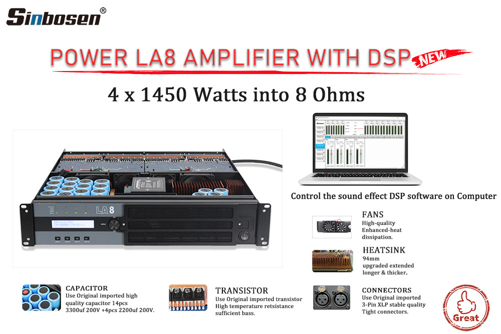 LA8 LA12X DSP power amplifier wired connection DSP software steps