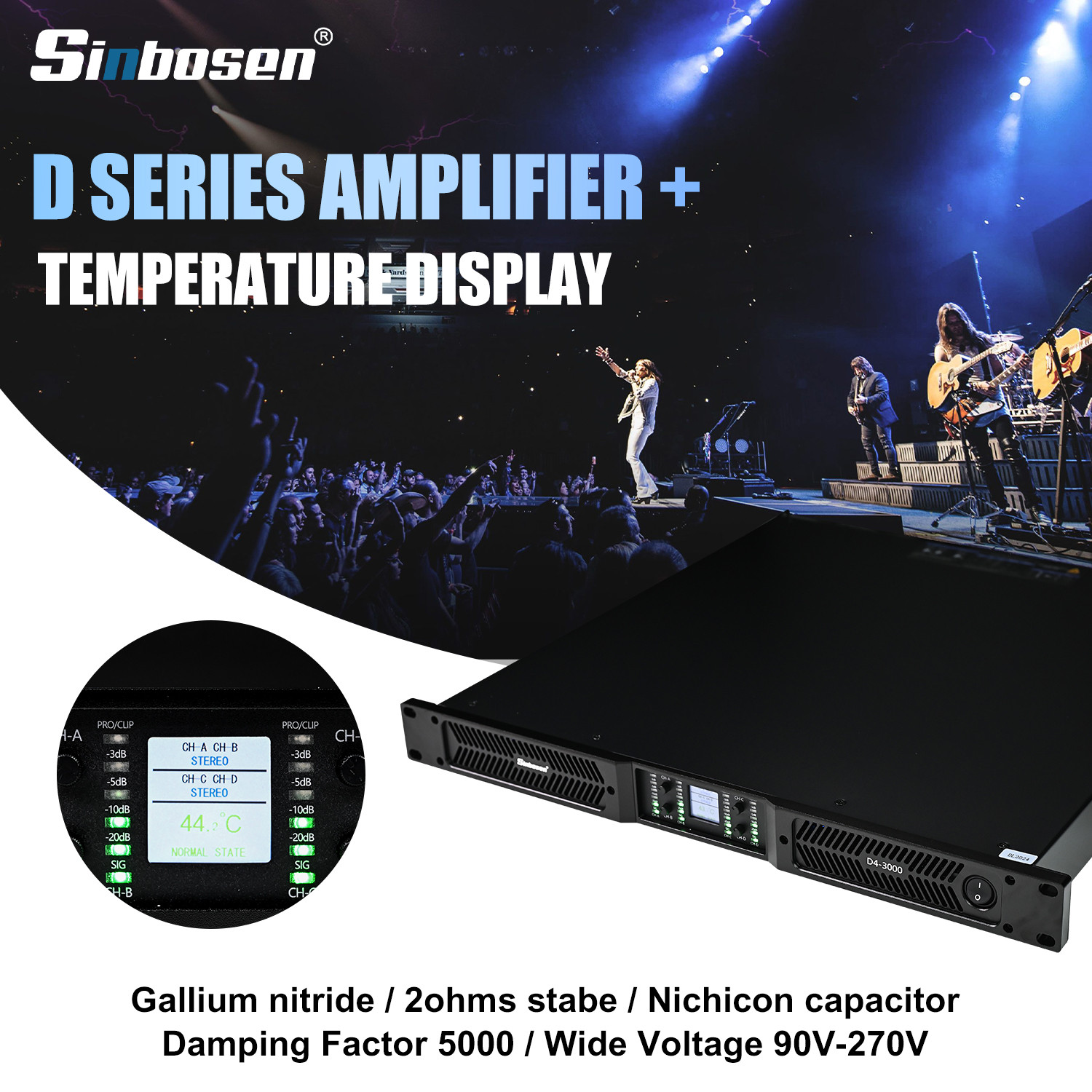 D series amplifier introduces a new option --- with temperature display module