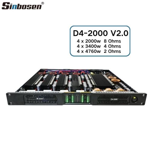 D4-2000 V2.0 4 channel 2000w audio digital power amplifier for professional performance