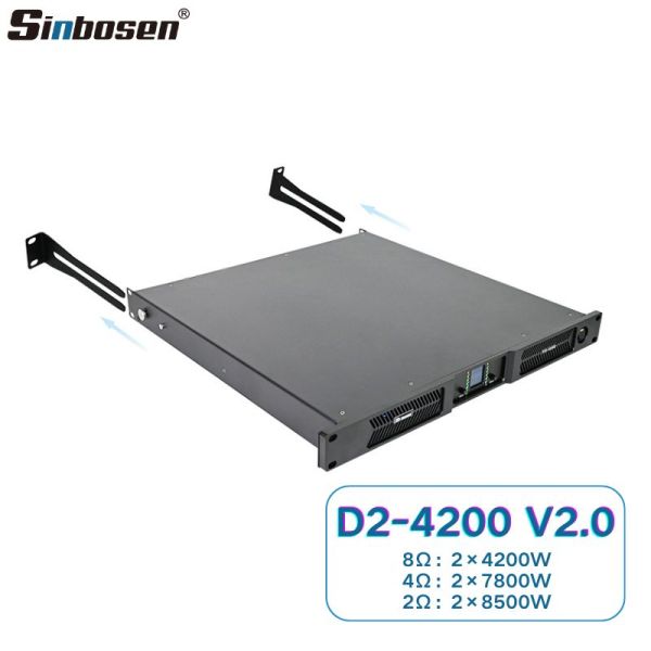 Amplificador de potencia para sistema de sonido de cine en casa Sinbosen digital de 2 canales y 4200 W con contactos de carburo de silicio.