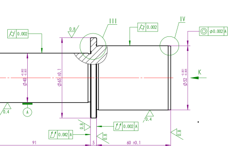 34CrAlNi7 dressing spindle, runout 0.002, non-standard precision machined stepped spindle