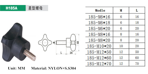 H185A Plastic adjustable threaded clamping star knobs