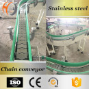 Linea di lavorazione delle bevande, trasportatore a catena curva in acciaio inox 304 per bottiglie