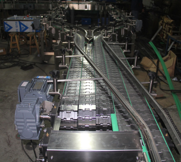 Sistemas de transporte de embotellado de cadena de transporte de acero inoxidable superior plana
