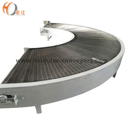 Curved stainless steel wire mesh belt conveyor