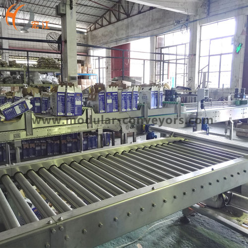 material handling roller gravity conveyor plastic belt processing conveying line for milk transmission