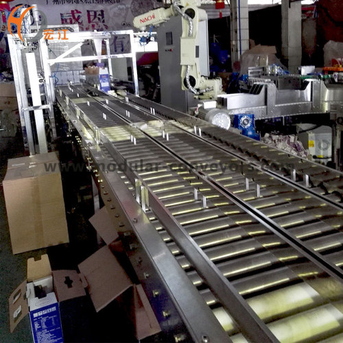 material handling roller gravity conveyor plastic belt processing conveying line for milk transmission