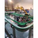 Bottle and carton transmission conveyor automation line with robot