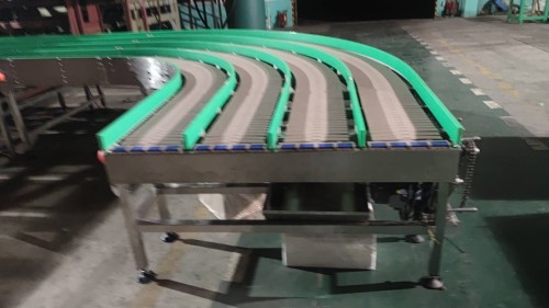 Plastic Chain Conveyor table top 882tab curve Chain Conveyor system for food and beverages, tomato ketchup conveyor