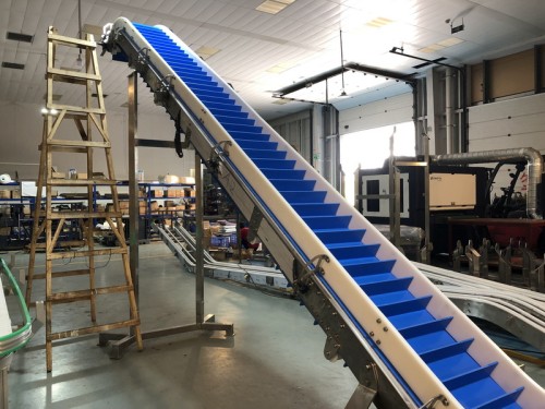 Inclined PU belt Conveyor food grade blue PU easy clean belt conveyor for nut processing line