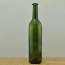 750ml dark green claret wine bottle/red wine glass bottle 75cl/Flange top glass