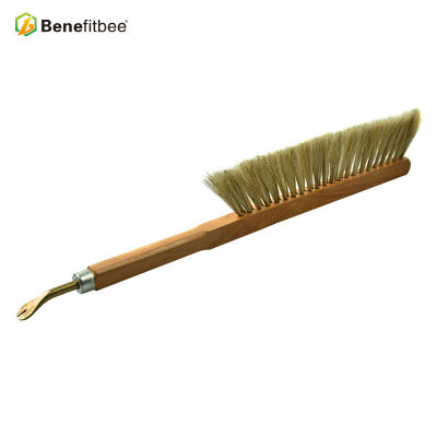 Dual Rows Beekeeping Tools Wooden Nail Purcher Handle Horse Hair Bee Brushes