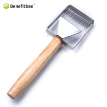 Benefitbee Newest 304 Stainless Steel honey Uncapping Honey Fork For Beekeeping Honeycomb Honey Scraper Wood Handle
