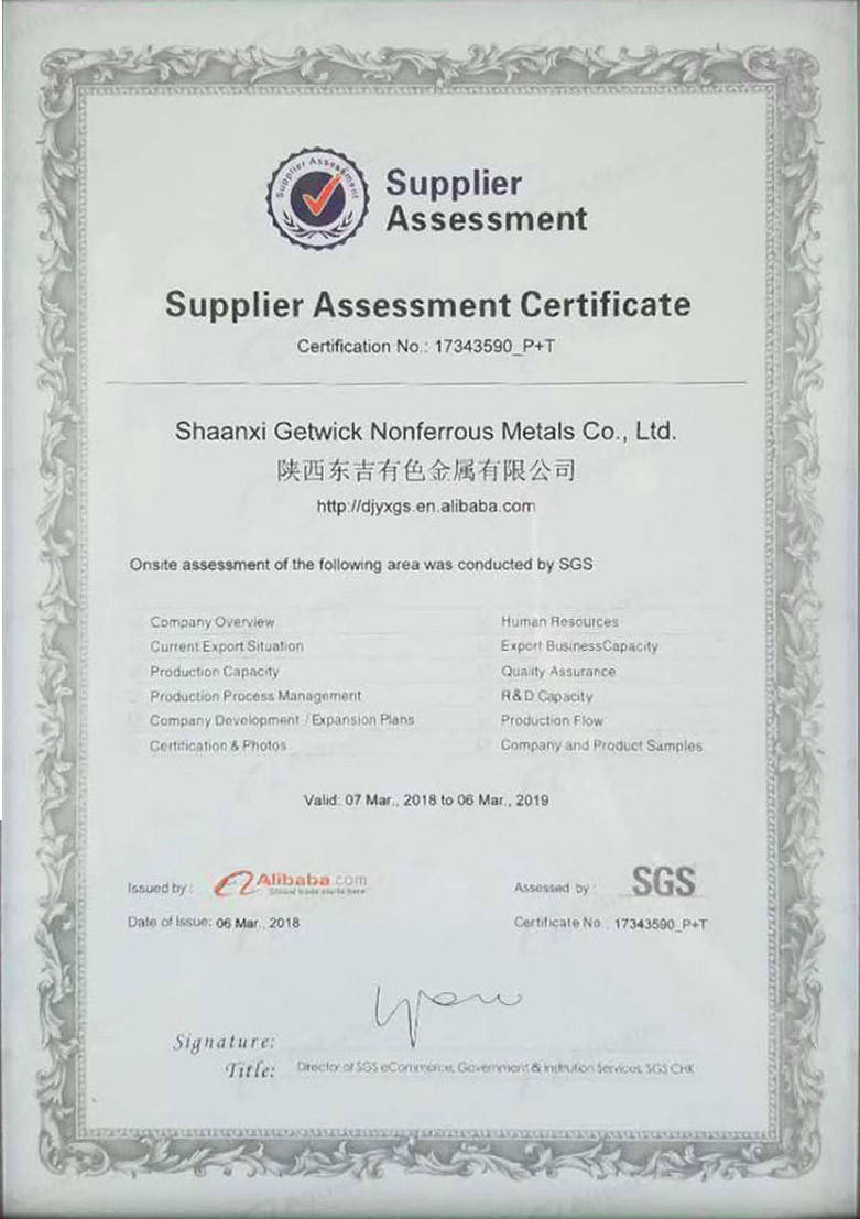 Certificado de Avaliação de Fornecedores