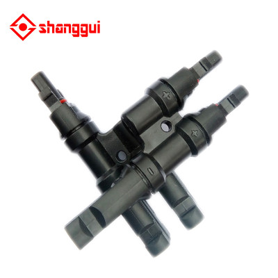 three branch Connectors EXW Price Waterproof IP67 PV Solar Junction Box For Solar Panel Male and Female MC4 Connector pins in chain