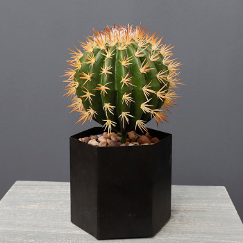 RESUP Artificial Barrel Cactus in Plastic Pot 0140 potted artificial ball cactus Wholesale China Factory