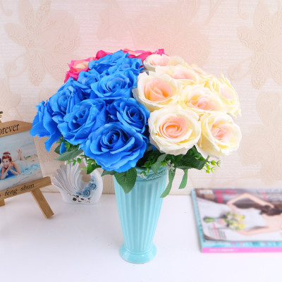RESUP High Quality Artificial Flowers Bouquets For Home and Wedding Decoration 0492 16'' Tall Eva Rose Bouquet Wholesale China Factory