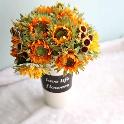 RESUP Artificial Sunflower Bouquet 0509 For Home and Wedding Decoration 10.8'' Tall Artificial Flower Bouquet Wholesale China Factory