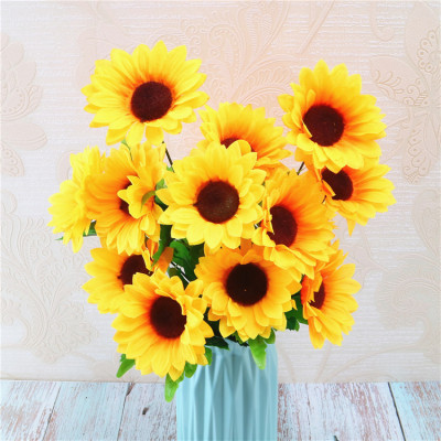 RESUP Artificial Sunflower Bush 0503 For Home and Wedding Decoration 9.6'' Tall Silk Sun flower Wholesale China Factory