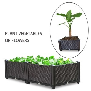 Factory Outdoor Assembled Large Garden Planter Box Plastic Square Planter For Flower Pots Planting