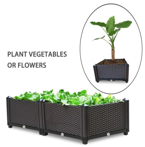 Factory Outdoor Assembled Large Garden Planter Box Plastic Square Planter For Flower Pots Planting