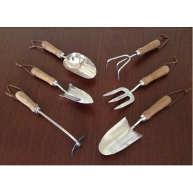wholesale high quality wooden handle gardening hand fork trowel set