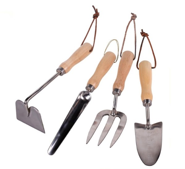 wholesale high quality wooden handle gardening hand fork trowel set