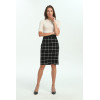 zhAjh Womens TR Spandex Blend Double Woven Plaid Knee Length Pencil Skirt