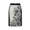 zhAjh Womens 95% Cotton 5% Spandex Placed Screen Print Knee Length Pencil Skirt with Contrast Waistband and Side Panels