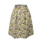 zhAjh Womens 100% Polyester Basket Weave Printed Fully Lined  Knee Length Pleated Circle Skirt