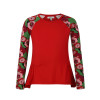 zhAjh Girls 95% Cotton 5% Spandex Knit Jersey Scoop Neck Reglan Printed Long Sleeve Fashion Top with Shirring Detail