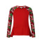 zhAjh Girls 95% Cotton 5% Spandex Knit Jersey Scoop Neck Reglan Printed Long Sleeve Fashion Top with Shirring Detail