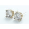 zhAjh Womens 14K Gold Round Checkerboard Cut Gemstone Stud Earrings