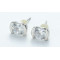zhAjh Womens  Silver Round Checkerboard Cut Gemstone Stud Earrings