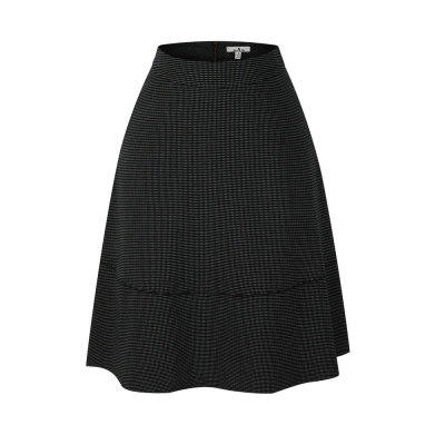 zhAjh Womens TR Spandex Jacquard Black Dot Fully Lined Knee Length Circle Skirt with Pockets