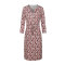 zhAjh Women Printed Rayon Poplin Henley Style Drawstring Waist 3/4 Sleeve Knee Length Midi Dress