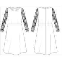 zhAjh Women High Quality Poly-Twill Embroidery Lace Long Sleeve Anti-wrinkle Knee Length Midi Dress