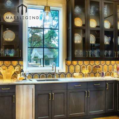 PFM interior wall decor inara strathmore brass and marble waterjet mosaic tile