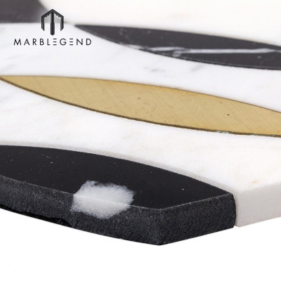 Newly design kaleidoscope magnifique marble waterjet mosaic tile