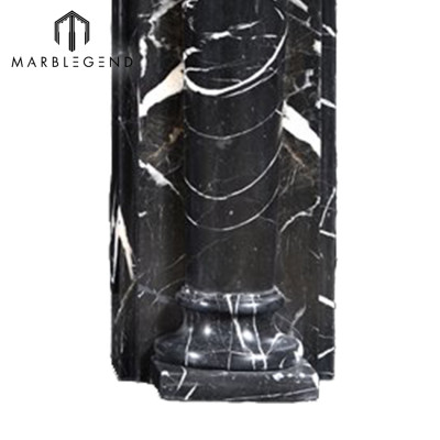 Roman design Hand carved Nero Marquina marble fireplace mantel