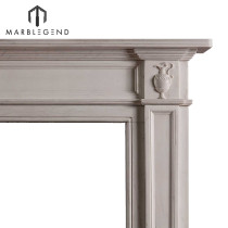 Simple design hand carved white marble stone fireplace surround