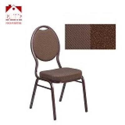 Teardrop Back Stacking Banquet Chair in Brown Patterned Fabric - Copper Vein Frame