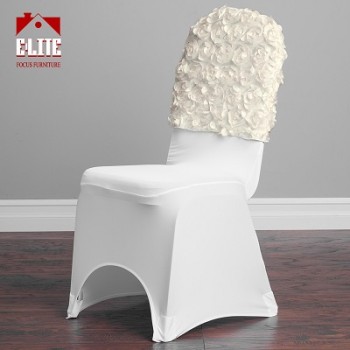 Satin Banquet Rosette Chair Cap, Ivory