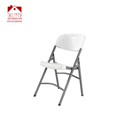 Capacity White Plastic Folding Chair With Charcoal Frame