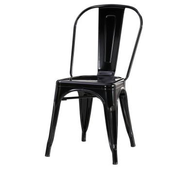 METAL FRAME TOP QUALITY STEEL BISTRO DINING CHAIR BLACK FINISHED