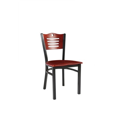 METAL FRAME WOODEN SEAT AND BACK RENTAL RESTAURANT CHAIR