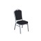 BLACK PATTERNED FABRIC SILVER FRAME STEEL STACKING BANQUET CHAIR-FLUTED FRAME