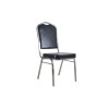 CHROMED STEEL BLACK PU STACKING CROWN BACK BANQUET CHAIR