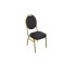 BLACK PU GOLD FRAME STEEL STACKING ROUND BUTTON BACK BANQUET CHAIR-PLAIN FRAME